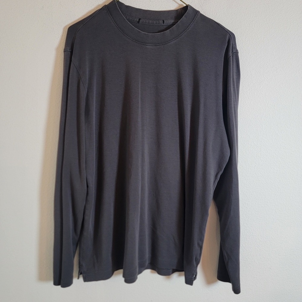 Robert Barakett The Barakett High Crew Cannon Gray Mens Pima Cotton Long Sleeve